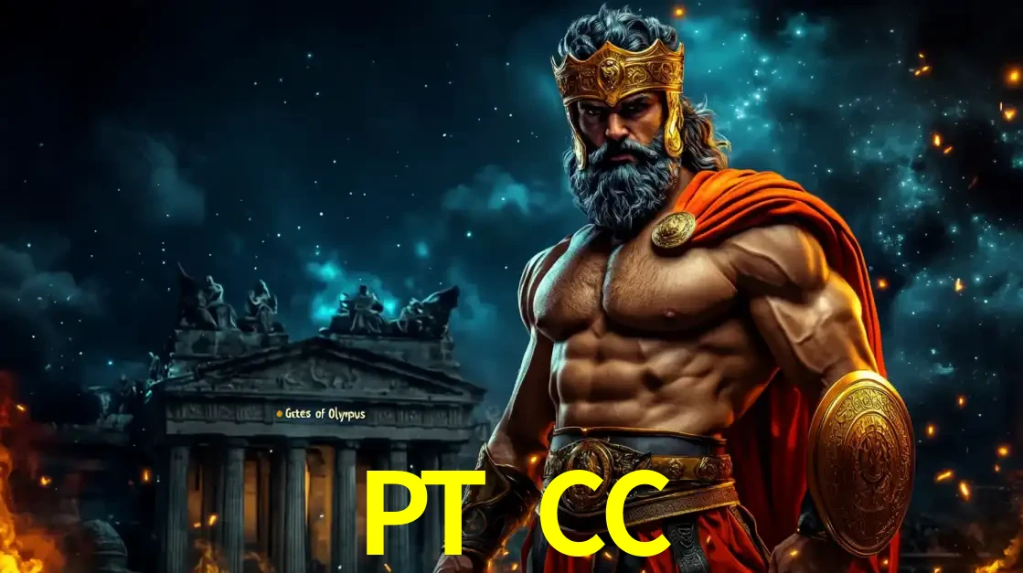 O poderoso Zeus do jogo de slot Gates of Olympus em frente ao seu templo, pronto para lançar multiplicadores divinos e prêmios épicos no cassino online PT CC.